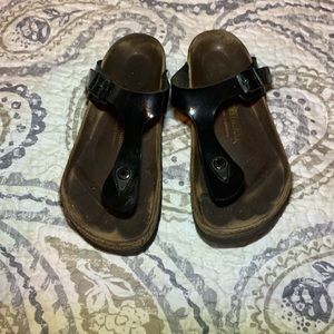 SOLD! Size 37 black patent leather Birkenstock sandal